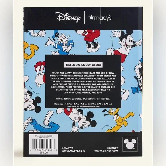 Limited Edition Disney Balloon LED Snow Globe- Mickey, Donald, & Minnie NIB - Picture 6 of 7